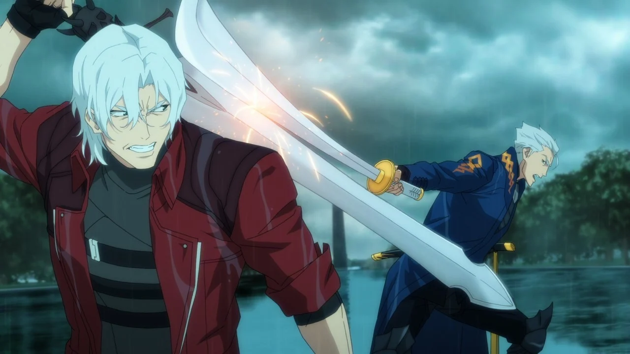 Dante y Vergil luchando en la temporada 2 de Devil May Cry